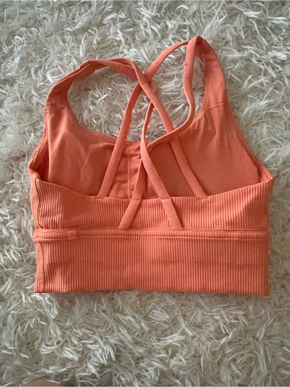 lululemon athletica Ribbed Cross-Back Sports Bra — Coral - Picture 2 of 3